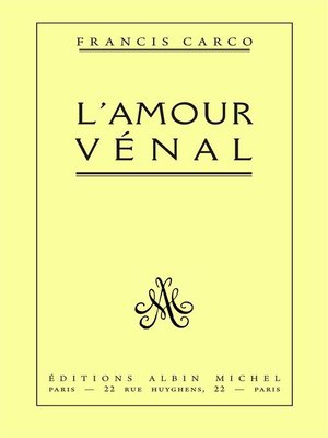 cover image of L'Amour vénal